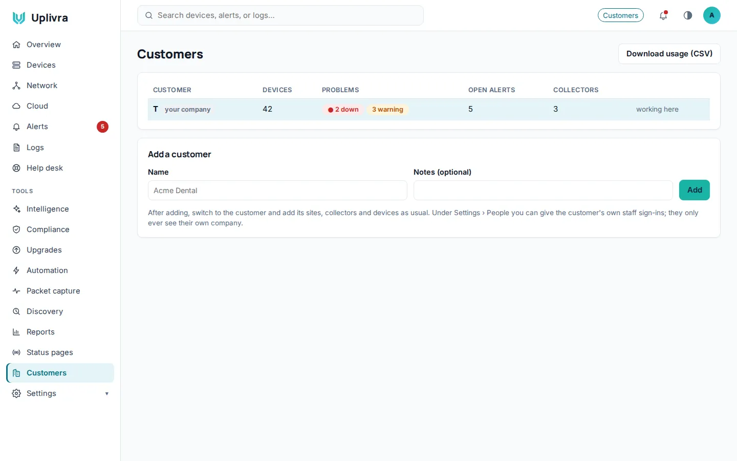 Customers, their devices and open problems at a glance.